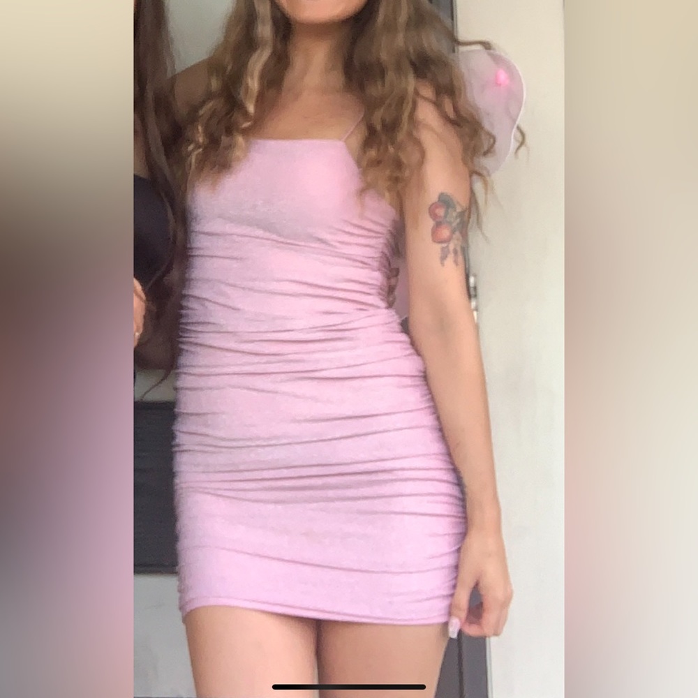 Light pink sparkly mini dress